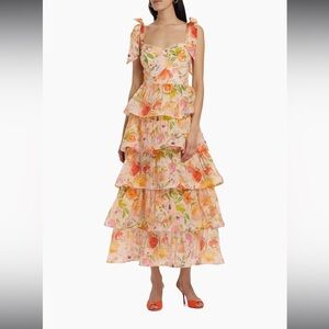 NWT Medium ASTR The Label Zirconia Floral Ruffled Maxi Dress